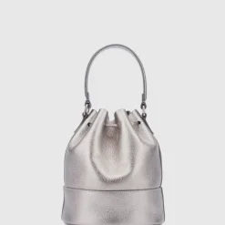 Handbags-Aquatalia Bari Bucket Platinum