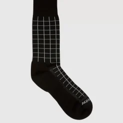 Socks-Aquatalia Windowpane Knit Blend Men's Sock Black/Heather Grey